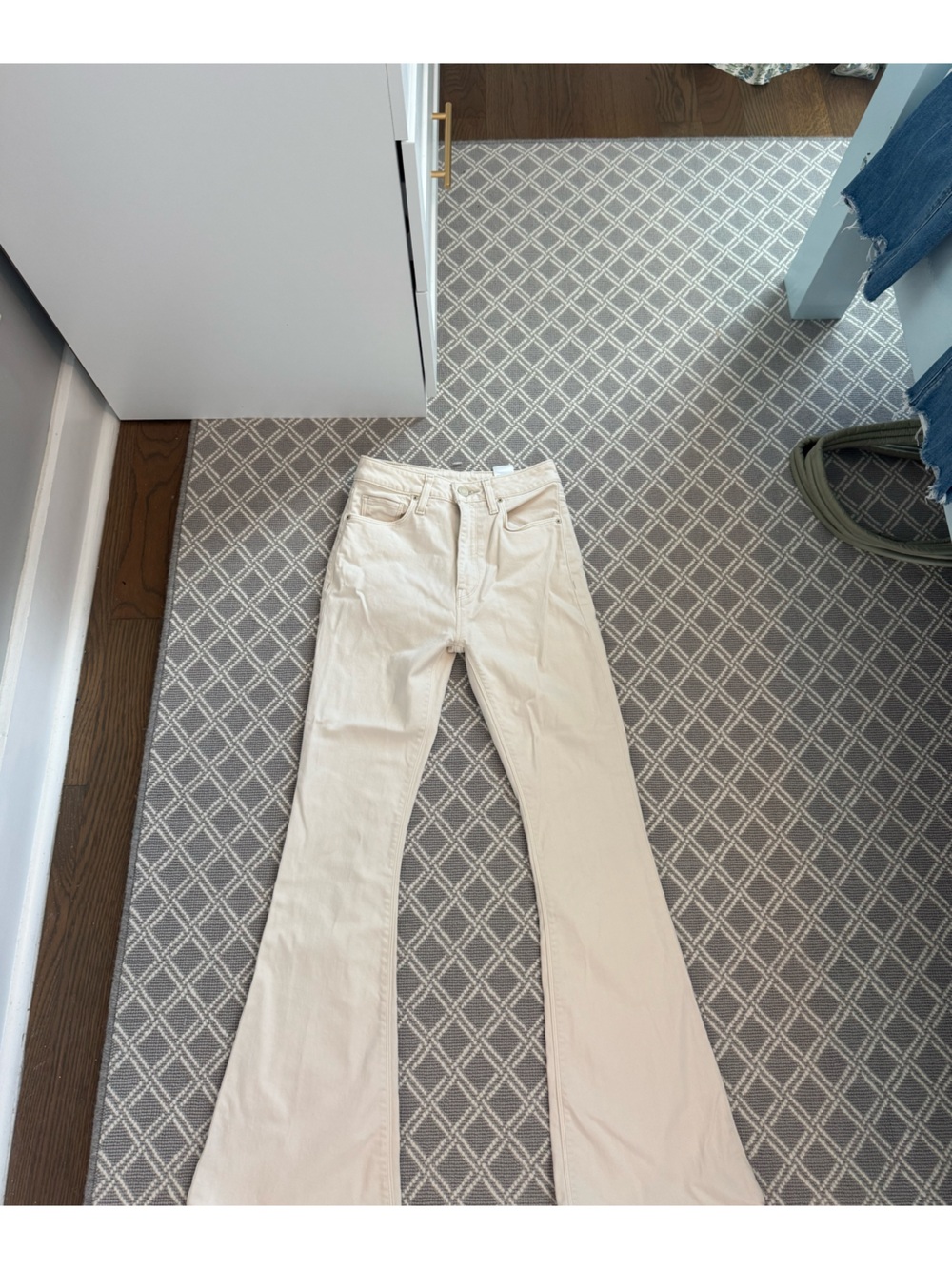 Hudson Cream Flare jeans.